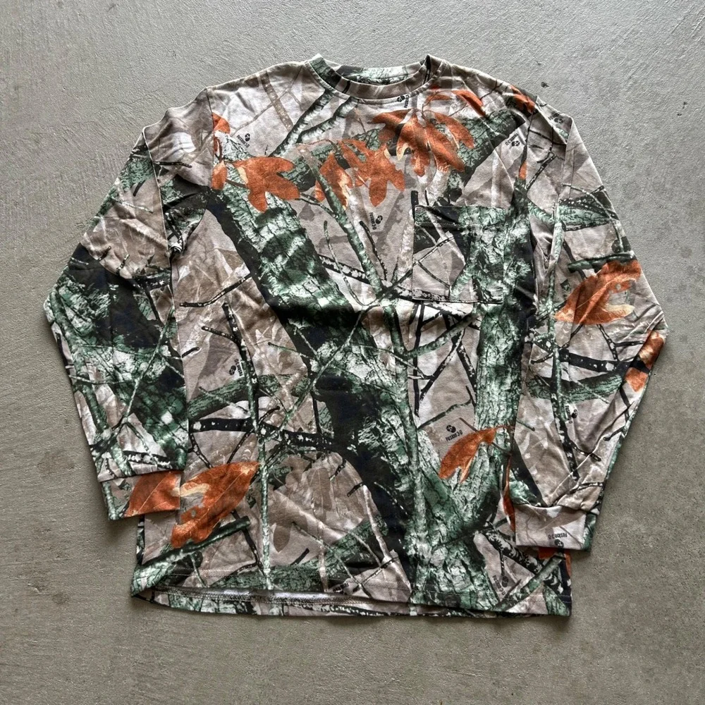 Vintage 90s Outfitters Ridge Camo Real Tree Long Sleeve Shirt Size XL Brown - Picture 1 of 5
